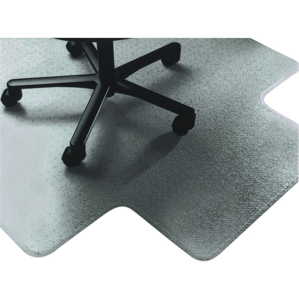 SKILCRAFT Textured Floor Mat For Carpet, For Medium-Pile Carpets, 45inW x 53inD, 20inW x 10inD Lip, Clear (AbilityOne)