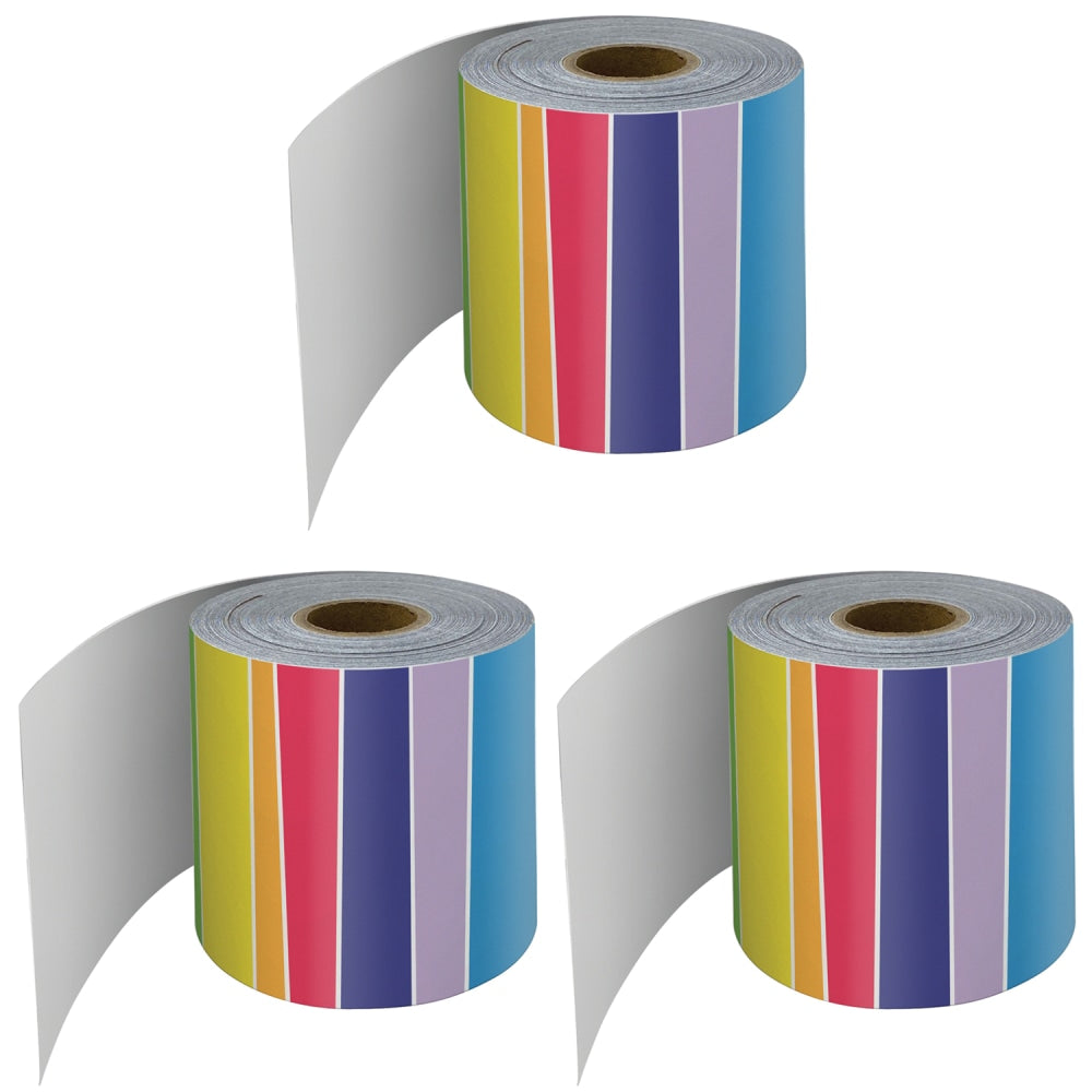 Carson-Dellosa Education Rolled Straight Border, Rainbow, 65' Per Roll, Pack Of 3 Rolls