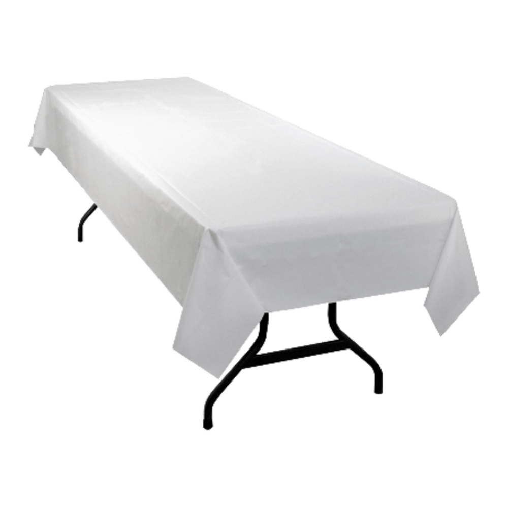 Genuine Joe Banquet-Size Plastic Table Cover, 40in x 300ft, White