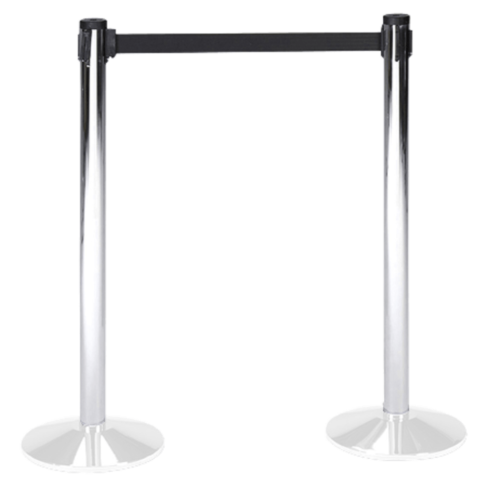 Tatco Adjusta-Tape Chrome Crowd Control Stanchions, 40inH, Chrome, Box Of 2