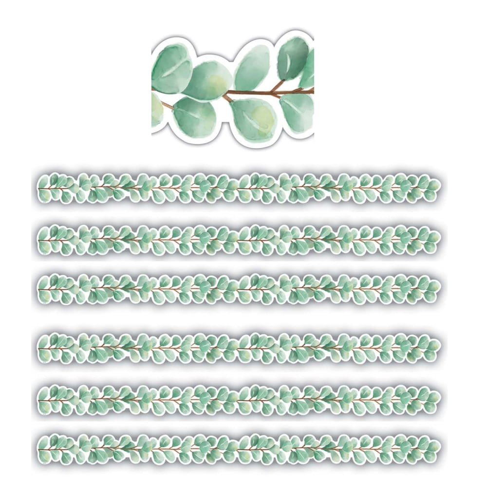 Teacher Created Resources Die-Cut Border Trim, Eucalyptus, 35' Per Pack, Set Of 6 Packs