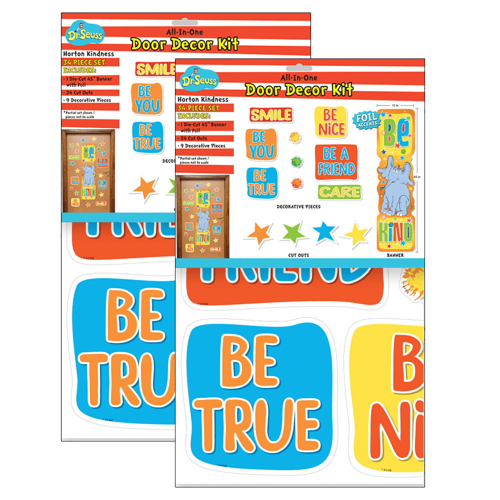 Eureka School Horton Hears A Who All-In-One 34-Piece Door Decor Kits, Kindness, Set Of 2 Kits