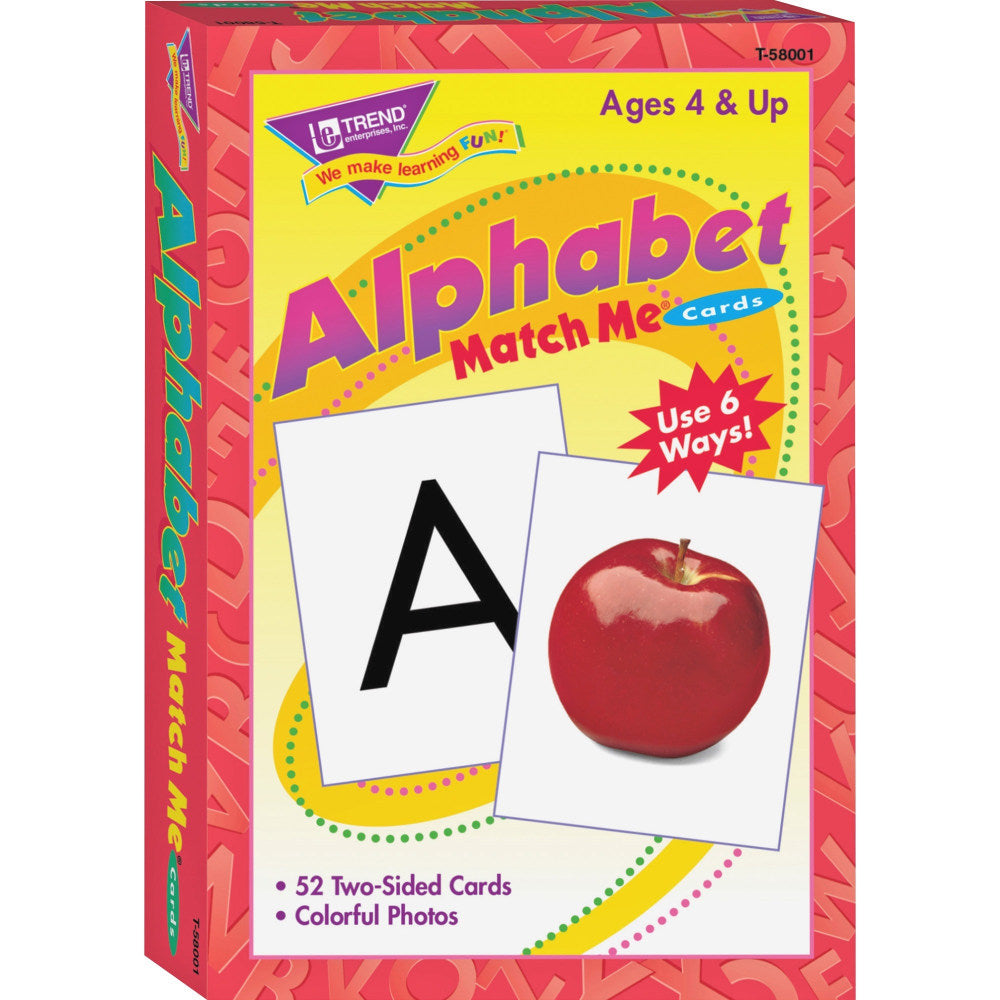 Trend Alphabet Match Me Flash Cards, 3in x 4in, Pack Of 52 Cards