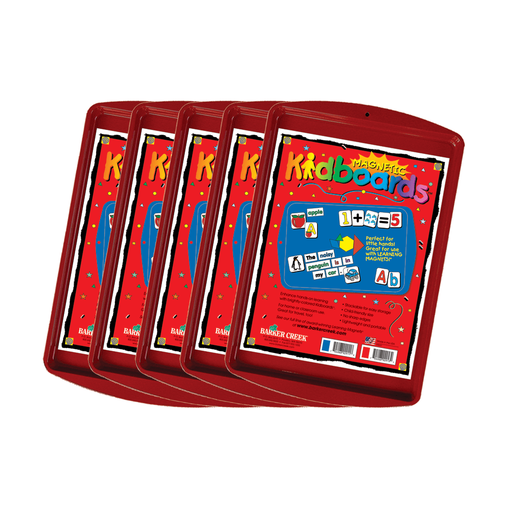 Barker Creek Magnets, Learning Magnets, Kidboard, 9inH x 13inW, Grades Pre-K-6, Red, Pack of 5
