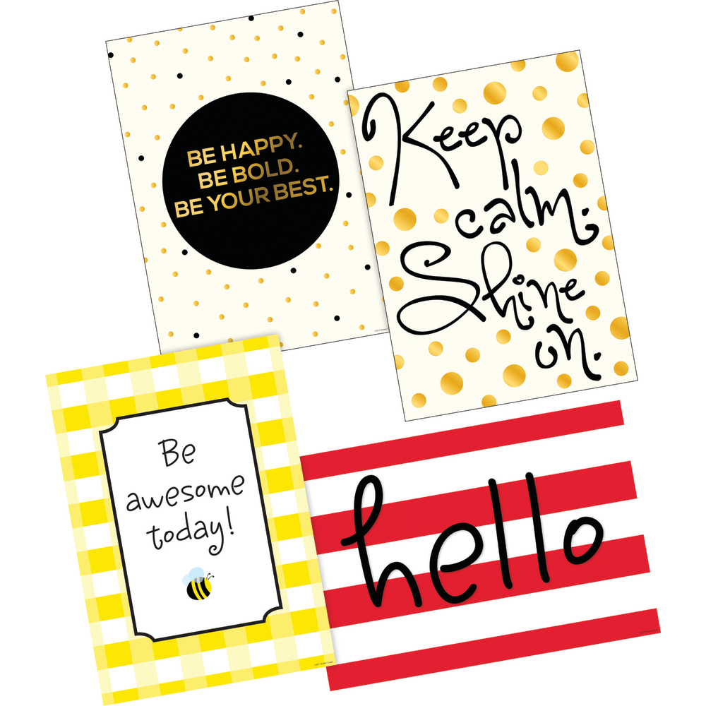 Barker Creek Poster Pack, 19in x 13 1/4in, Hello You are Awesome, Set Of 4