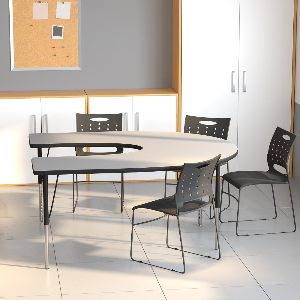 Flash Furniture 60ft"W Horseshoe Activity Table With Standard Height-Adjustable Legs, Gray