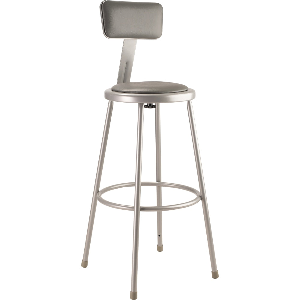 National Public Seating Vinyl-Padded Stool With Back, 30inH, Gray