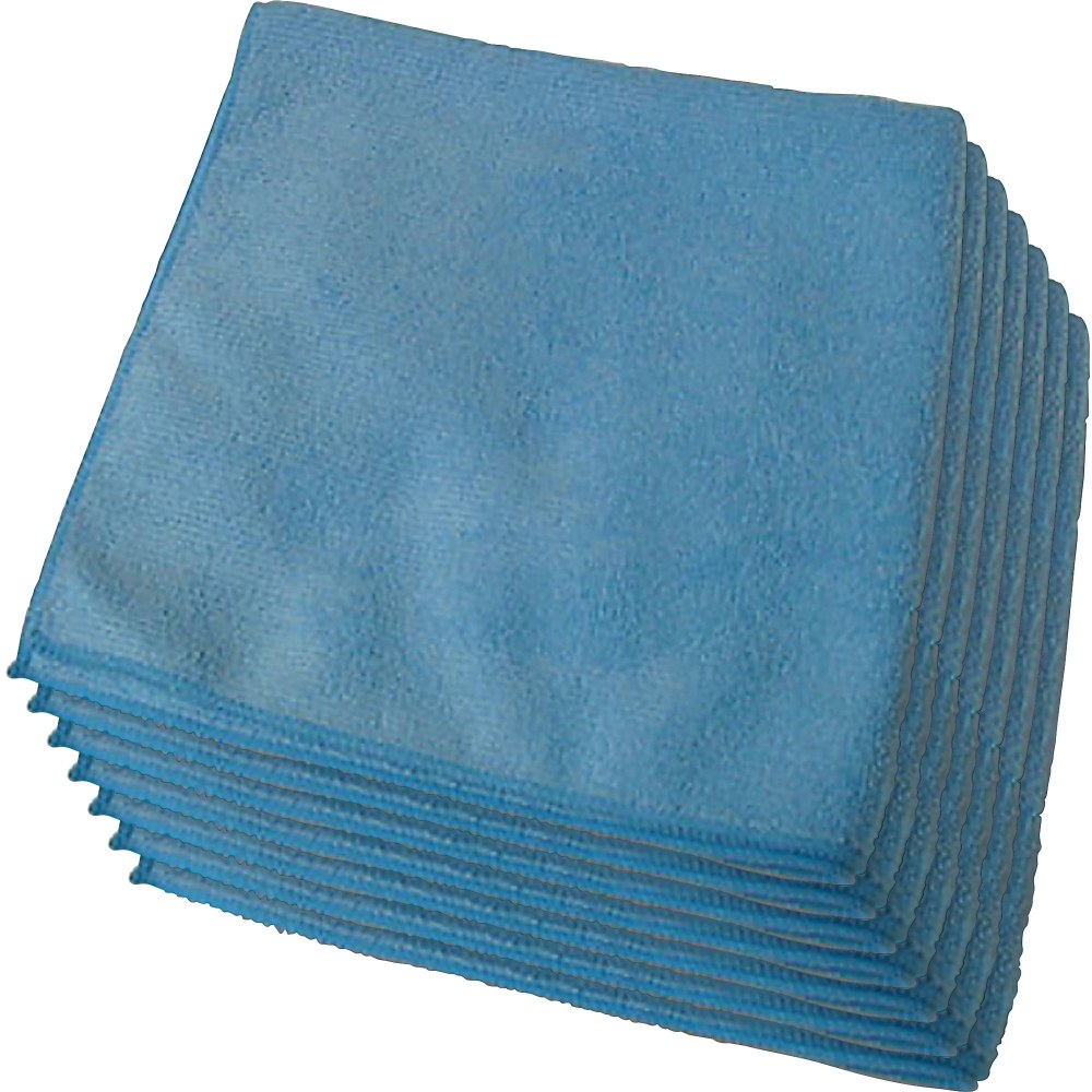 Genuine Joe General Purpose Microfiber Cloth - For Multipurpose - 16in Length x 16in Width - 12 / Bag - Chemical Resistant, Oil-free, Lint-free - Blue