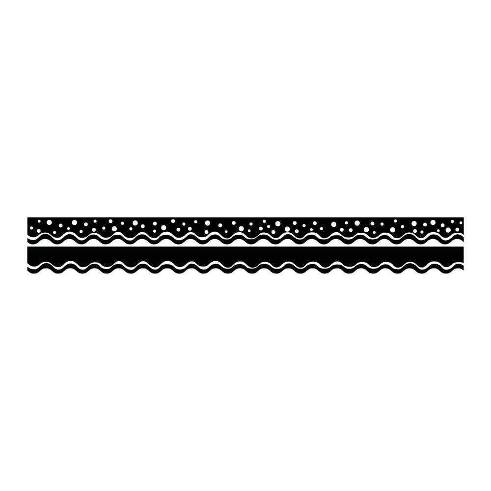 Barker Creek Scalloped-Edge Double-Sided Borders, 2 1/4in x 36in, Black, Pack Of 13