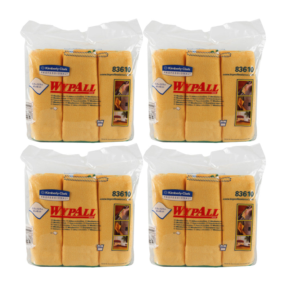 Wypall Microfiber Cloths - General Purpose - 15.75in Length x 15.75in Width - 24 / Carton - Eco-friendly, Absorbent, Durable, Launderable, Washable - Yellow