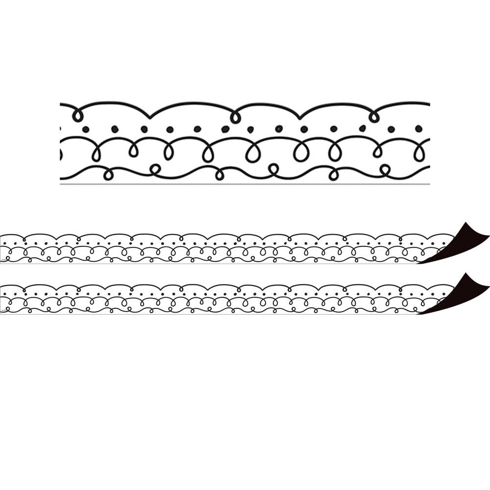 Teacher Created Resources Magnetic Border, Squiggles And Dots, 24ft Per Pack, Set Of 2 Packs
