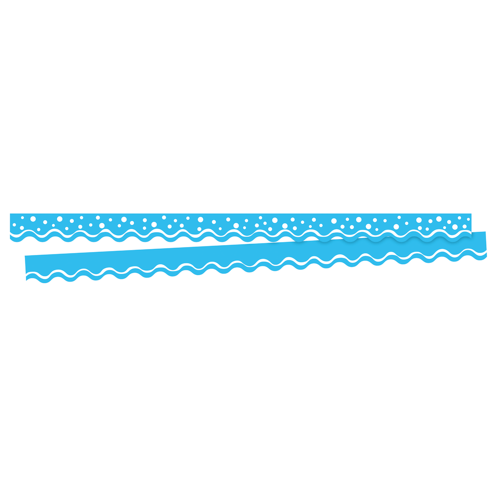 Barker Creek Scalloped-Edge Border Strips, 2 1/4in x 36in, Happy Pool Blue, Pre-K To College, Pack Of 26
