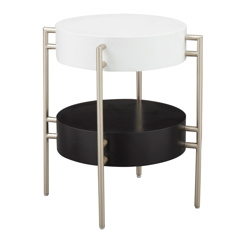 Coast to Coast Kelsie 2-Tier Side/End Table, 25inH x 23inW x 23inD, Delilah White/Black/Champagne
