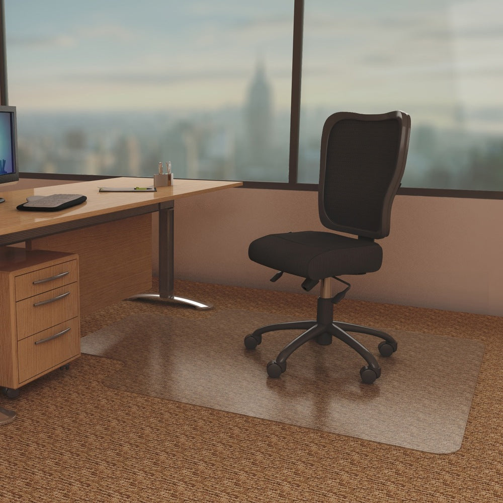 Deflecto Economat for Carpet - Carpeted Floor - 53in Length x 45in Width - Lip Size 12in Length x 25in Width - Vinyl - Clear
