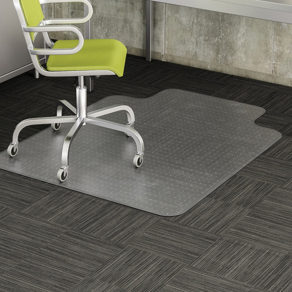 Deflecto DuraMat Chair Mat For Low-Pile Carpet, Wide Lip, 45inW x 53inD, Clear