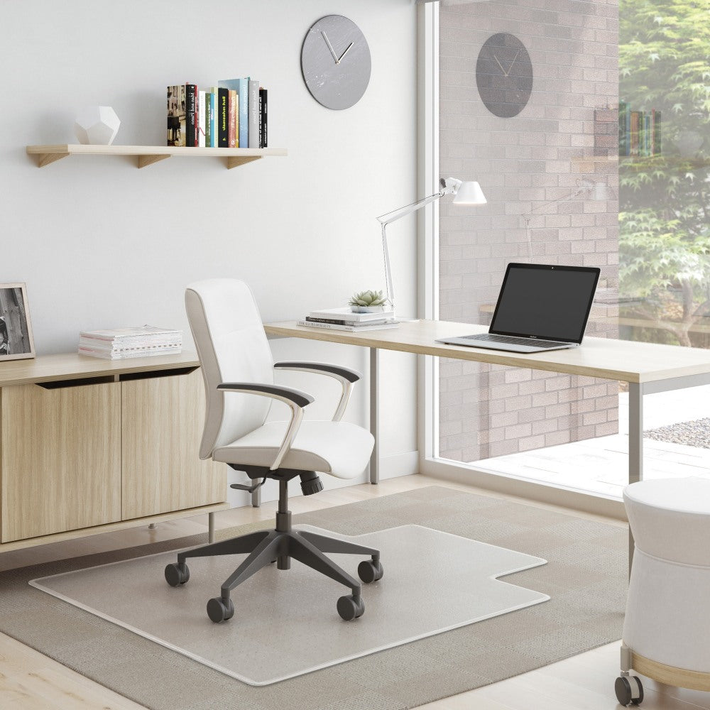 Deflecto SuperMat Medium Weight Chair Mat For Carpet, 60in x 46in (25in x 12in Lip), Clear
