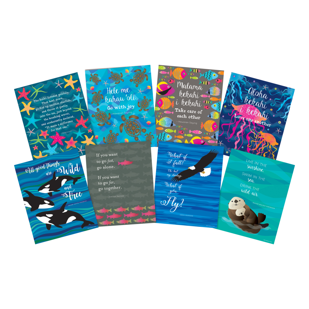 Barker Creek Art Prints, 8in x 10in, Sea & Sky/Kai Ola, Set Of 8 Prints