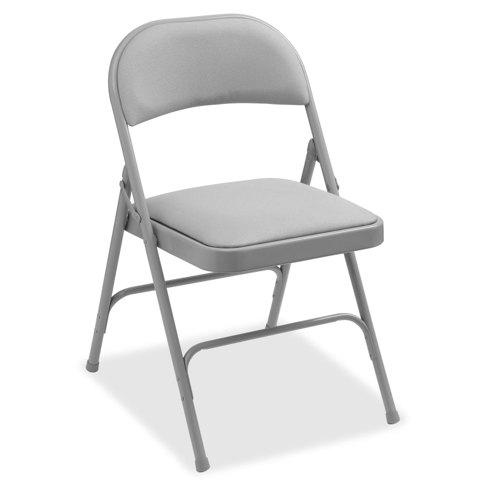 Lorell Padded Steel Folding Chairs, Beige, Set Of 4 Chairs