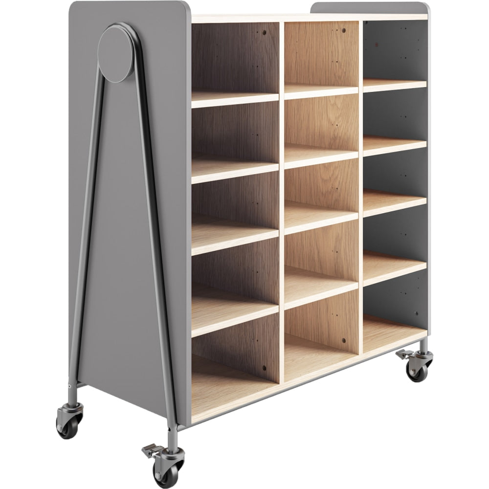 Safco Whiffle Triple-Column 15-Shelf Rolling Storage Cart, 48inH x 43-1/4inW x 19-3/4inD, Red
