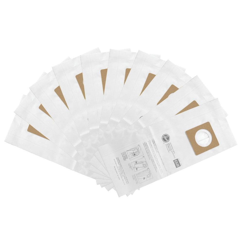 Hoover Commercial AH10143 HushTone Upright Vacuum Standard Refill Bags, 4 Qt, White, Pack Of 10