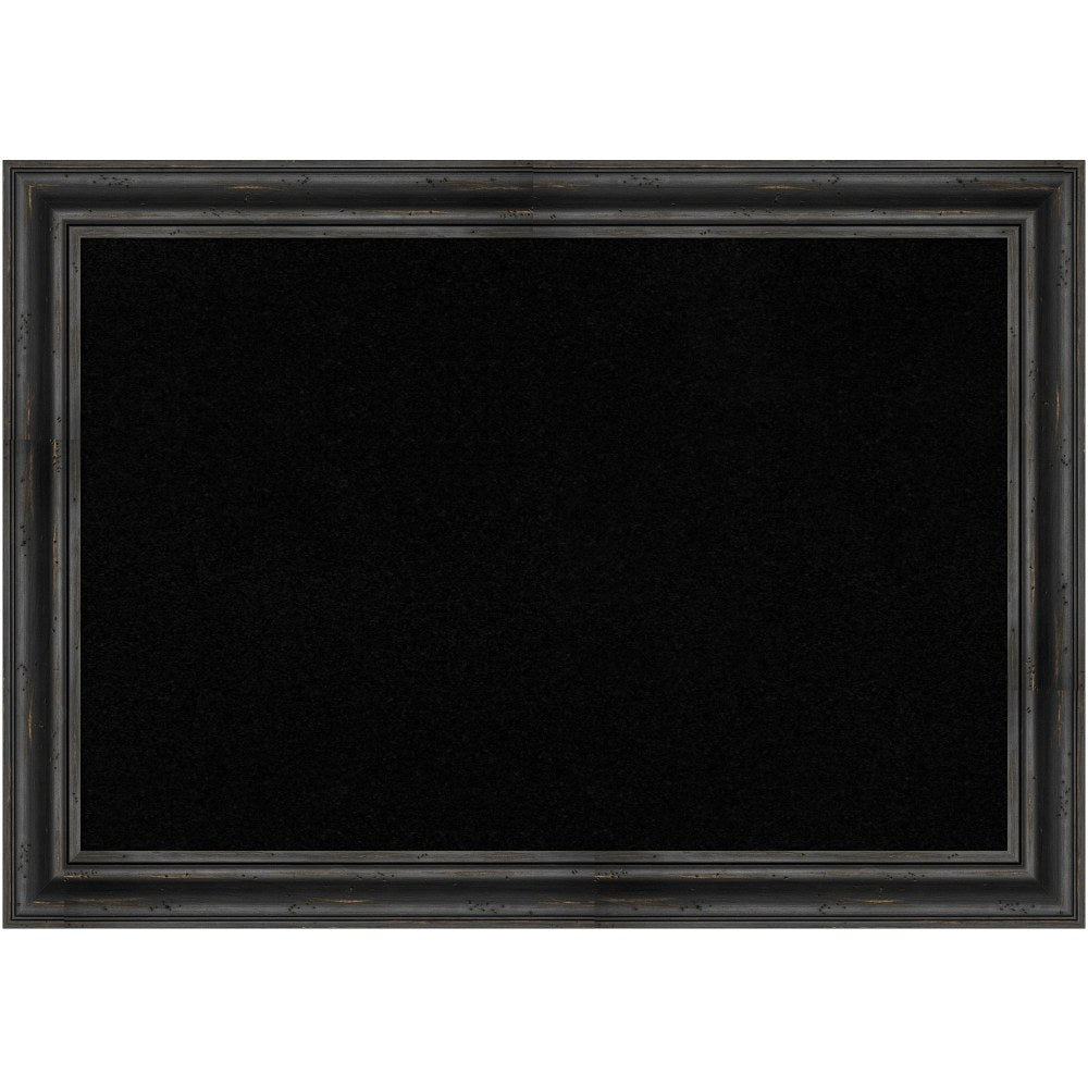 Amanti Art Cork Bulletin Board, 41in x 29in, Black, Rustic Pine Black Wood Frame