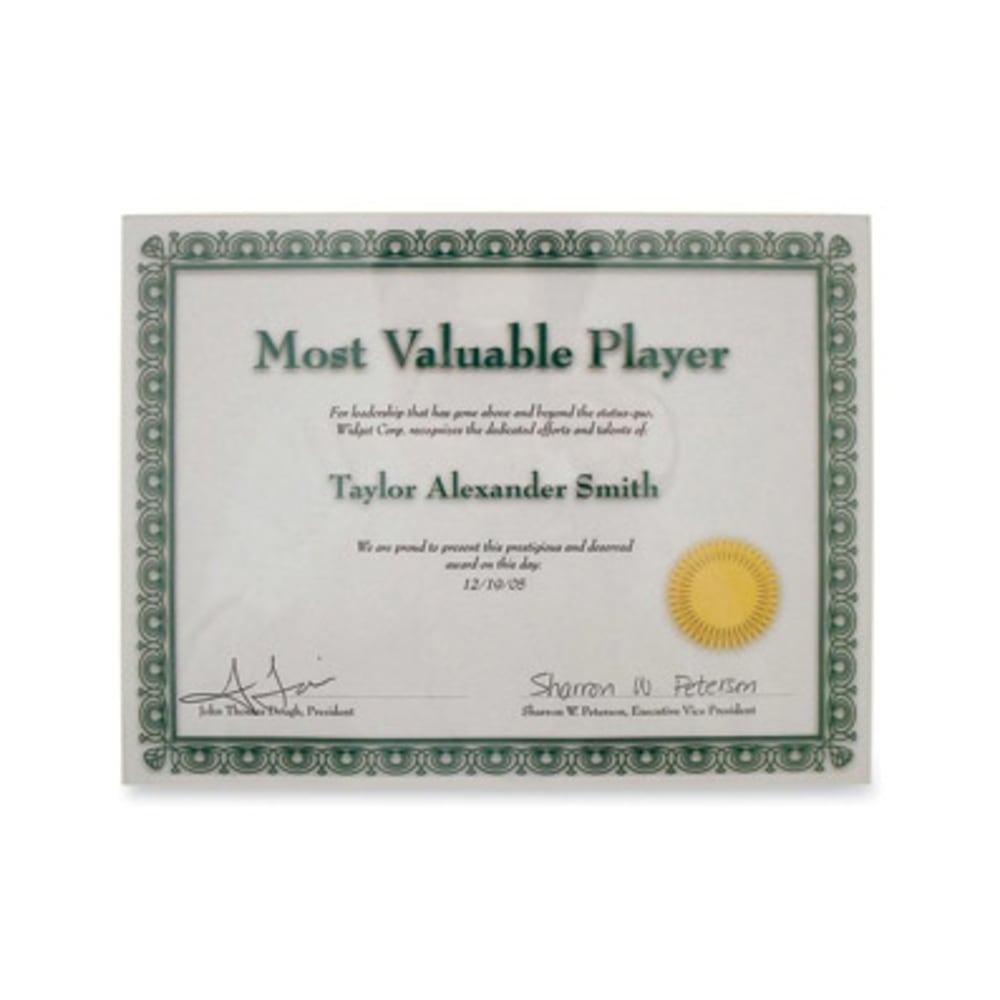 Advantus Panel Wall Acrylic Certificate Holder - Holds 11in x 8.50in Insert - Horizontal, Vertical - Hook - 1 Each - Acrylic - Clear