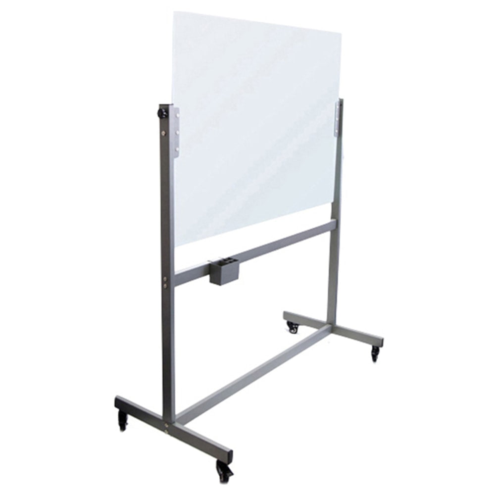 U Brands Double-Sided Magnetic Dry-Erase Whiteboard With Rolling Easel, Glass, Frameless, 48in x 40in