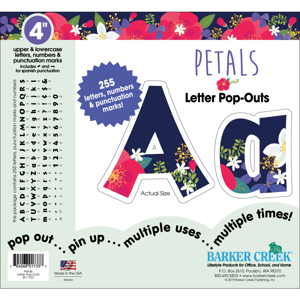 Barker Creek Letter Pop-Outs, 4in, Petals, Pack Of 255 Pop-Outs