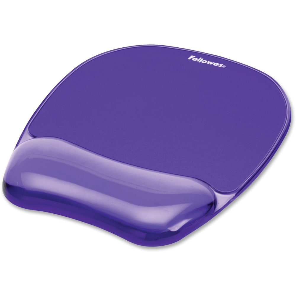 Fellowes Gel Crystals Mouse Pad With Wrist Rest, 1inH x 7.94inW x 9.25inD, Purple