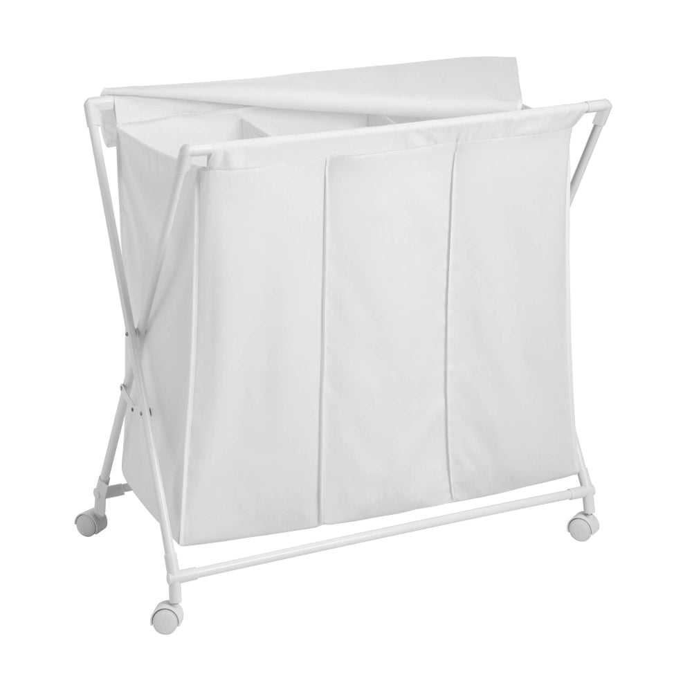 Honey-Can-Do Triple Rolling Hamper And Sorter, White