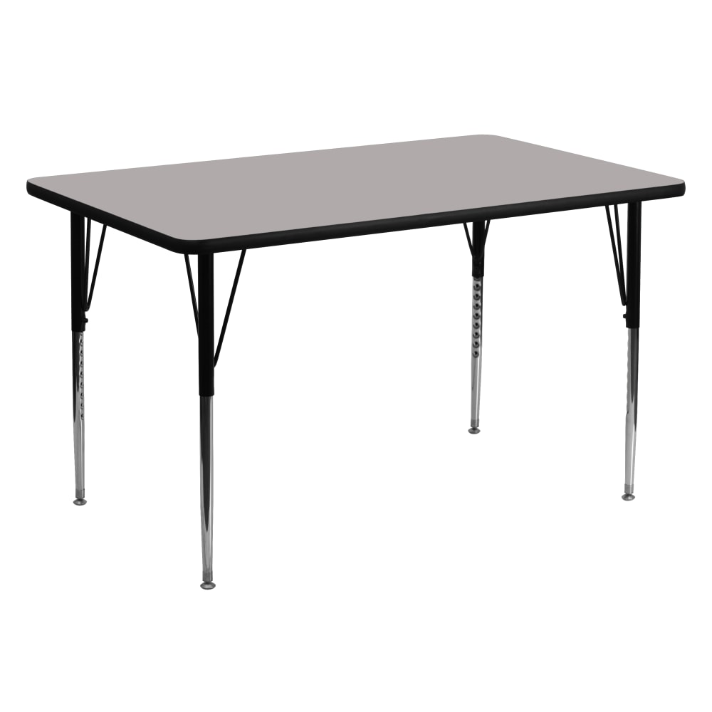 Flash Furniture 60ft"W Rectangular HP Laminate Activity Table With Standard Height-Adjustable Legs, Gray