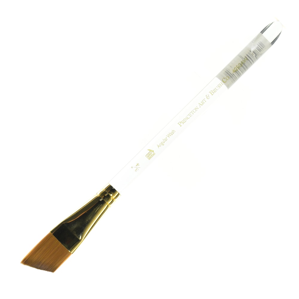 Princeton Series 4050 Heritage Synthetic Sable Watercolor Short-Handle Paint Brush, 3/4in, Angular Wash Bristle, Sable Hair, Red