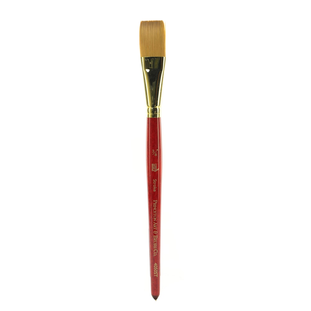 Princeton Series 4050 Heritage Synthetic Sable Watercolor Short-Handle Paint Brush, 3/4in, Stroke Bristle, Sable Hair, Red