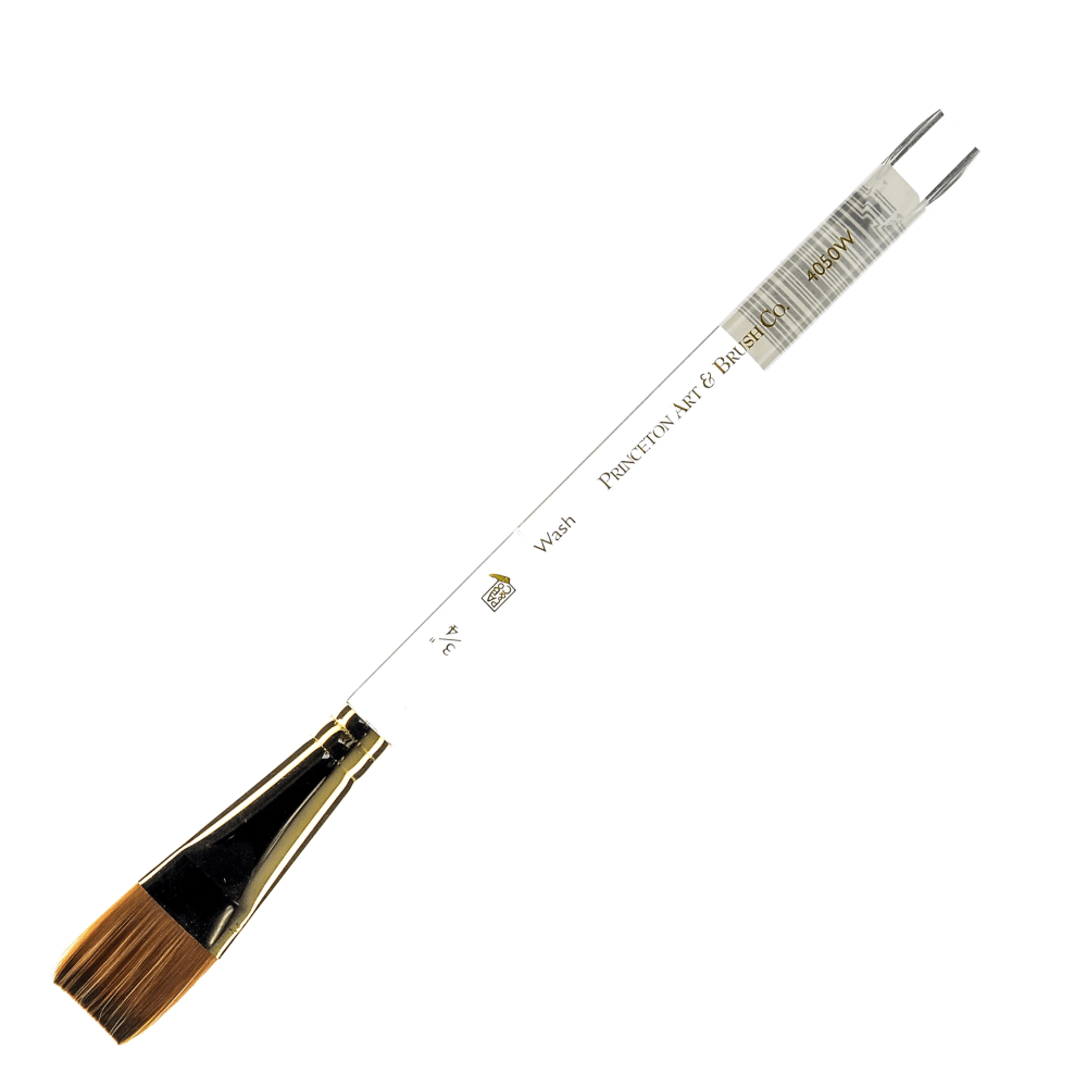 Princeton Series 4050 Heritage Synthetic Sable Watercolor Short-Handle Paint Brush, 3/4in, Wash Bristle, Sable Hair, Red
