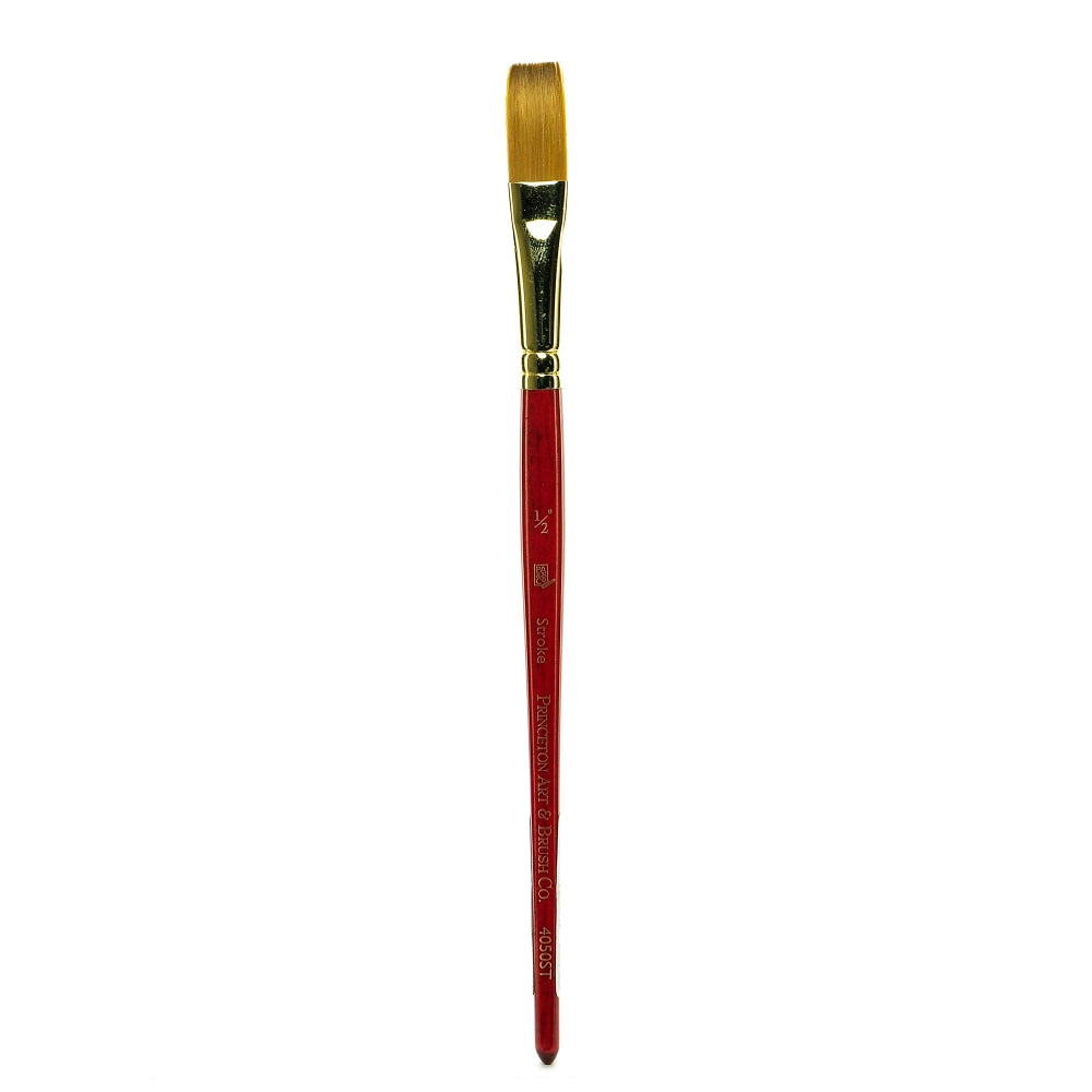 Princeton Series 4050 Heritage Synthetic Sable Watercolor Short-Handle Paint Brush, 1/2in, Stroke Bristle, Sable Hair, Red