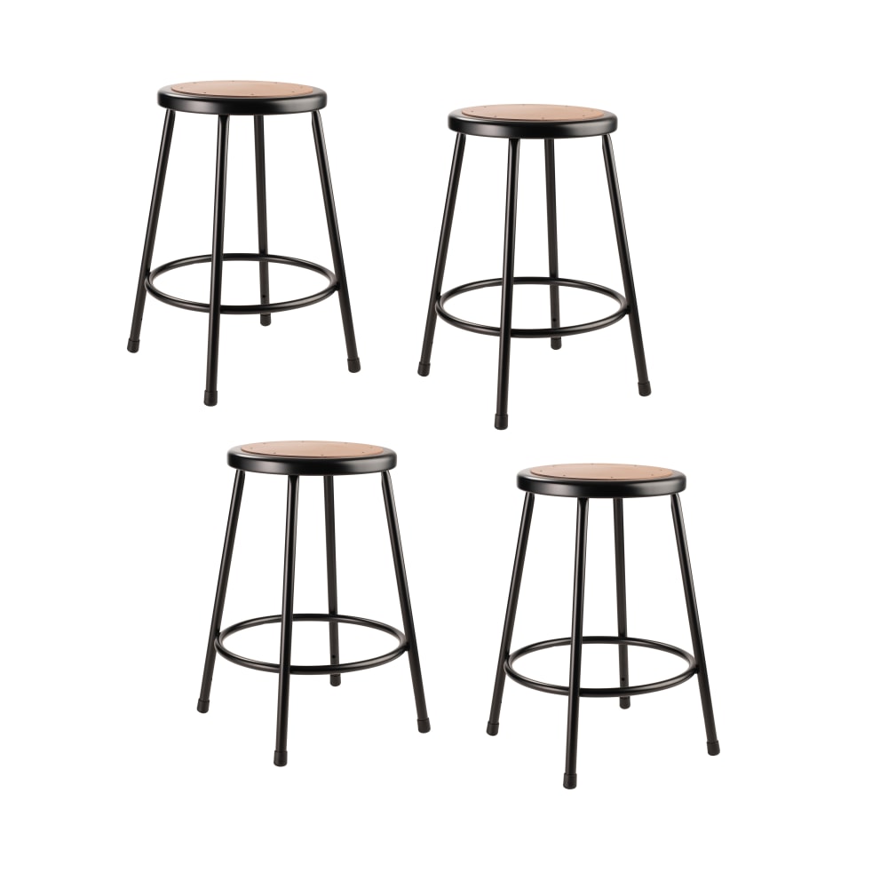 National Public Seating Hardboard Stools, 24inH, Black, Set of 4