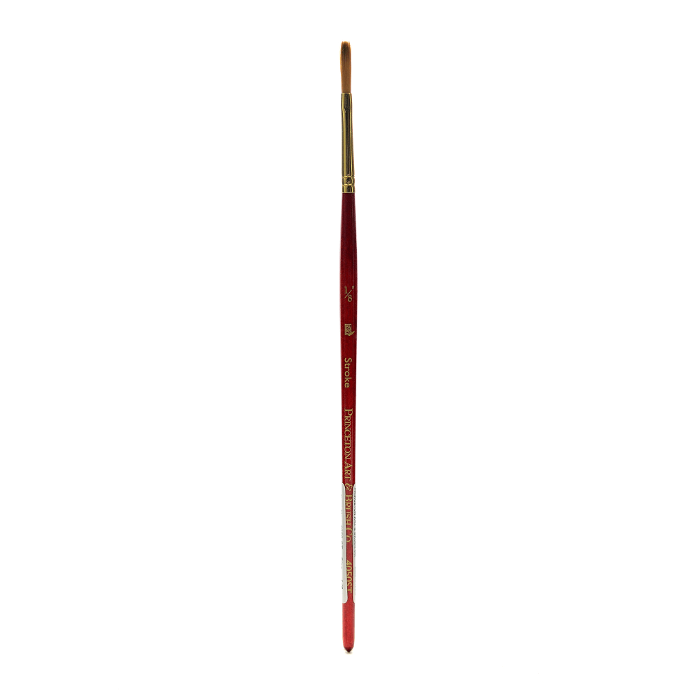 Princeton Series 4050 Heritage Synthetic Sable Watercolor Short-Handle Paint Brush, 1/8in, Stroke Bristle, Sable Hair, Red