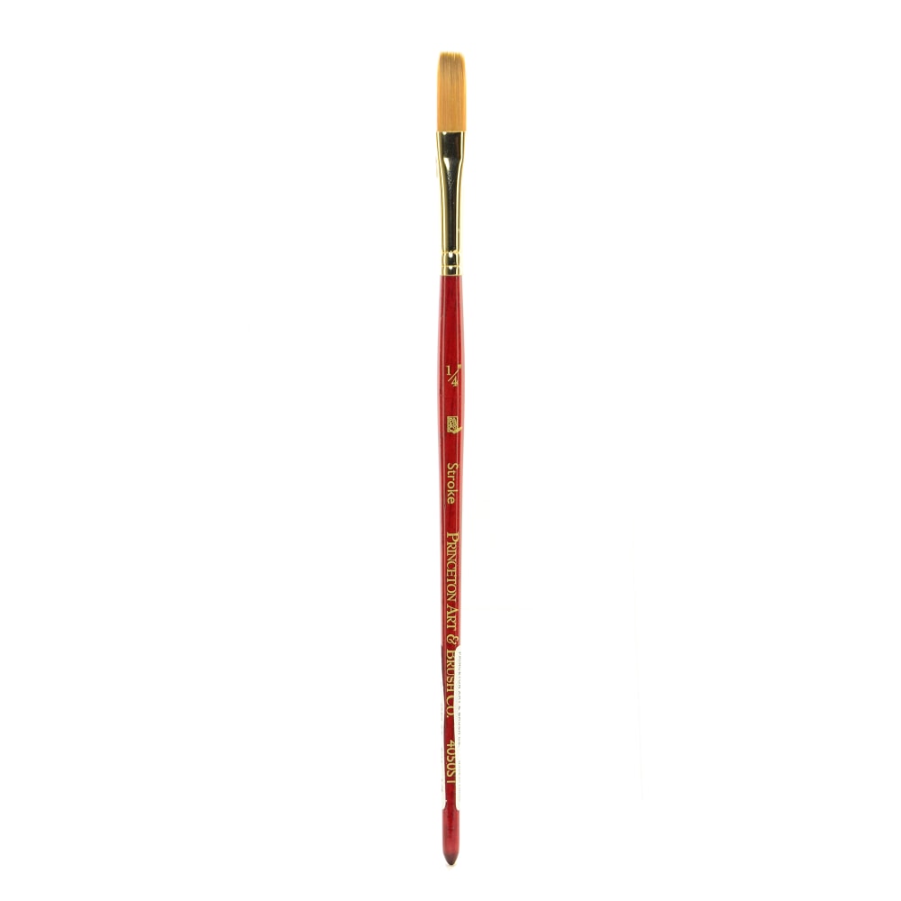 Princeton Series 4050 Heritage Synthetic Sable Watercolor Short-Handle Paint Brush, Size 1/4in, Stroke Bristle, Sable Hair, Red