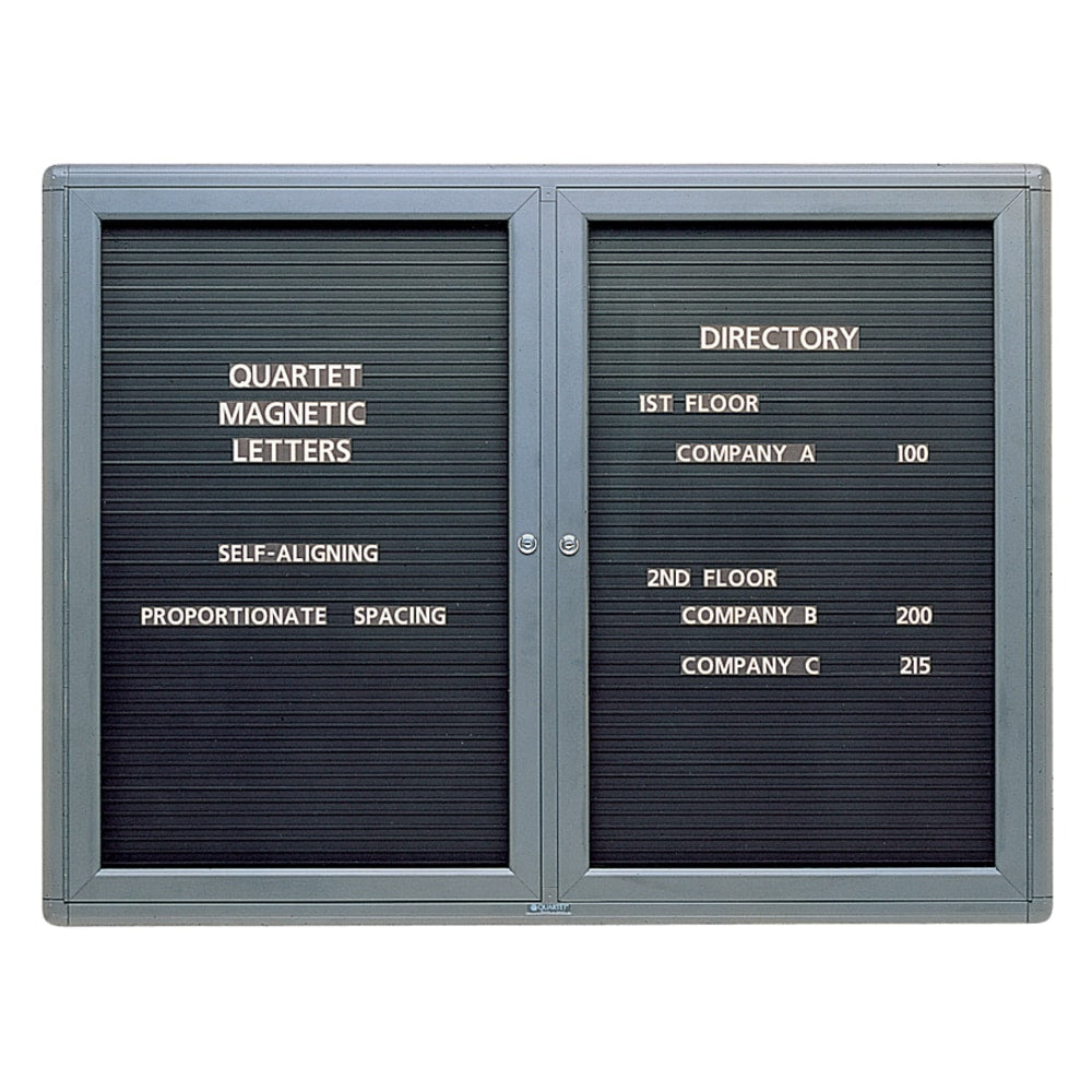 Quartet Enclosed Magnetic Letter Board, 48in x 36in, Metal Frame With Black Finish
