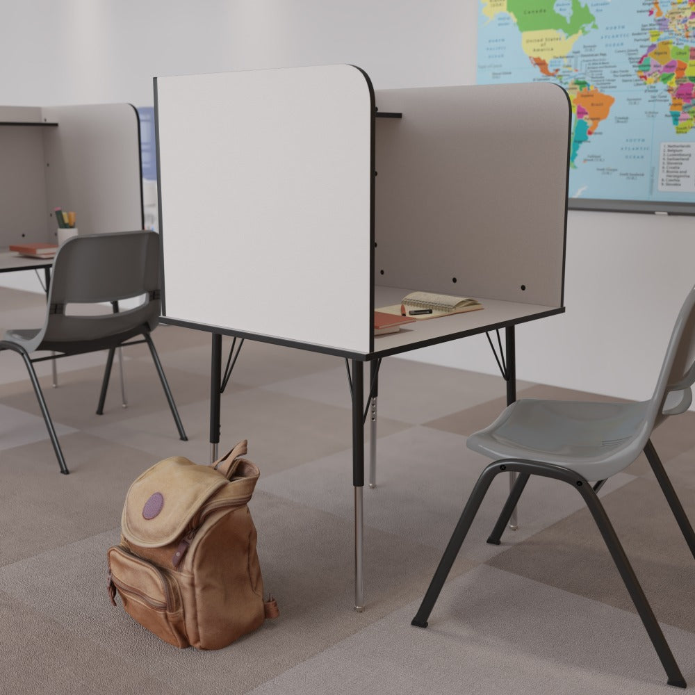 Flash Furniture 36inW Student Desk/Carrel With Top Shelf, Nebula Gray