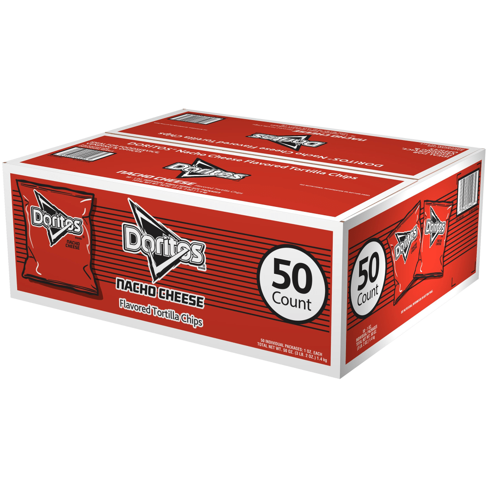 Doritos Nacho Cheese Chips Bags, 1 Oz, Box Of 50