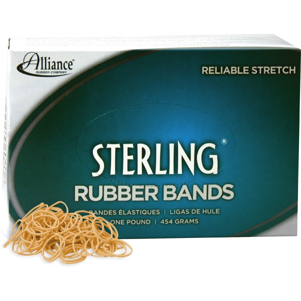 Alliance Rubber 24105 Sterling Rubber Bands, Size #10, 1 1/4in x 1/16in, Natural Crepe, Approximately 5000 Bands