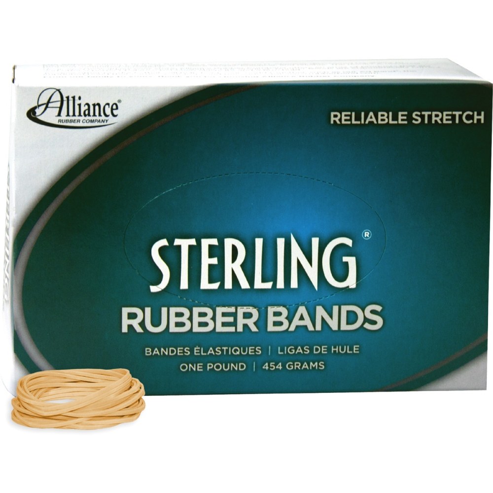 Alliance Rubber 24145 Sterling Rubber Bands, Size #14, 2in x 1/16in, Natural Crepe, Approximately 3100 Bands