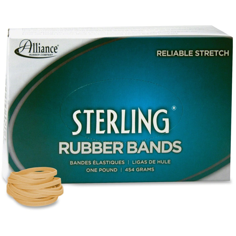 Alliance Rubber 24305 Sterling Rubber Bands, Size #30, 2in x 1/8in, Natural Crepe, Approximately 1500 Bands