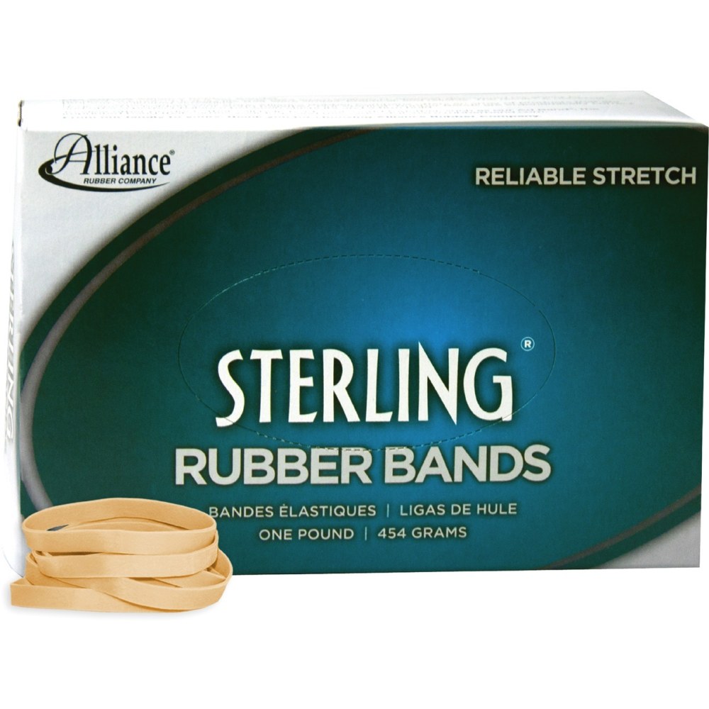 Alliance Rubber 24625 Sterling Rubber Bands, Size #62, 2 1/2in x 1/4in, Natural Crepe, Approximately 600 Bands