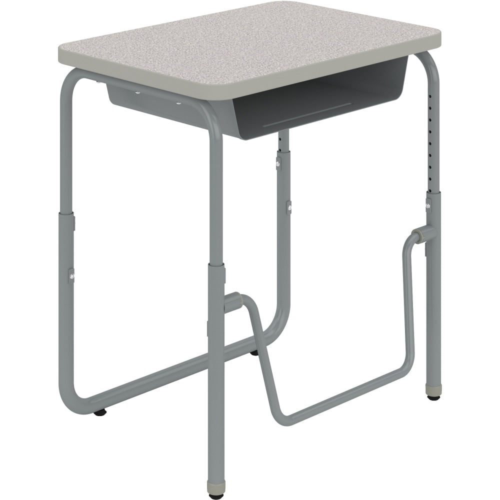 Safco AlphaBetter 2.0 Height-Adjustable Sit/Stand 28inW Student Desk With Book Box And Pendulum Bar, Gray