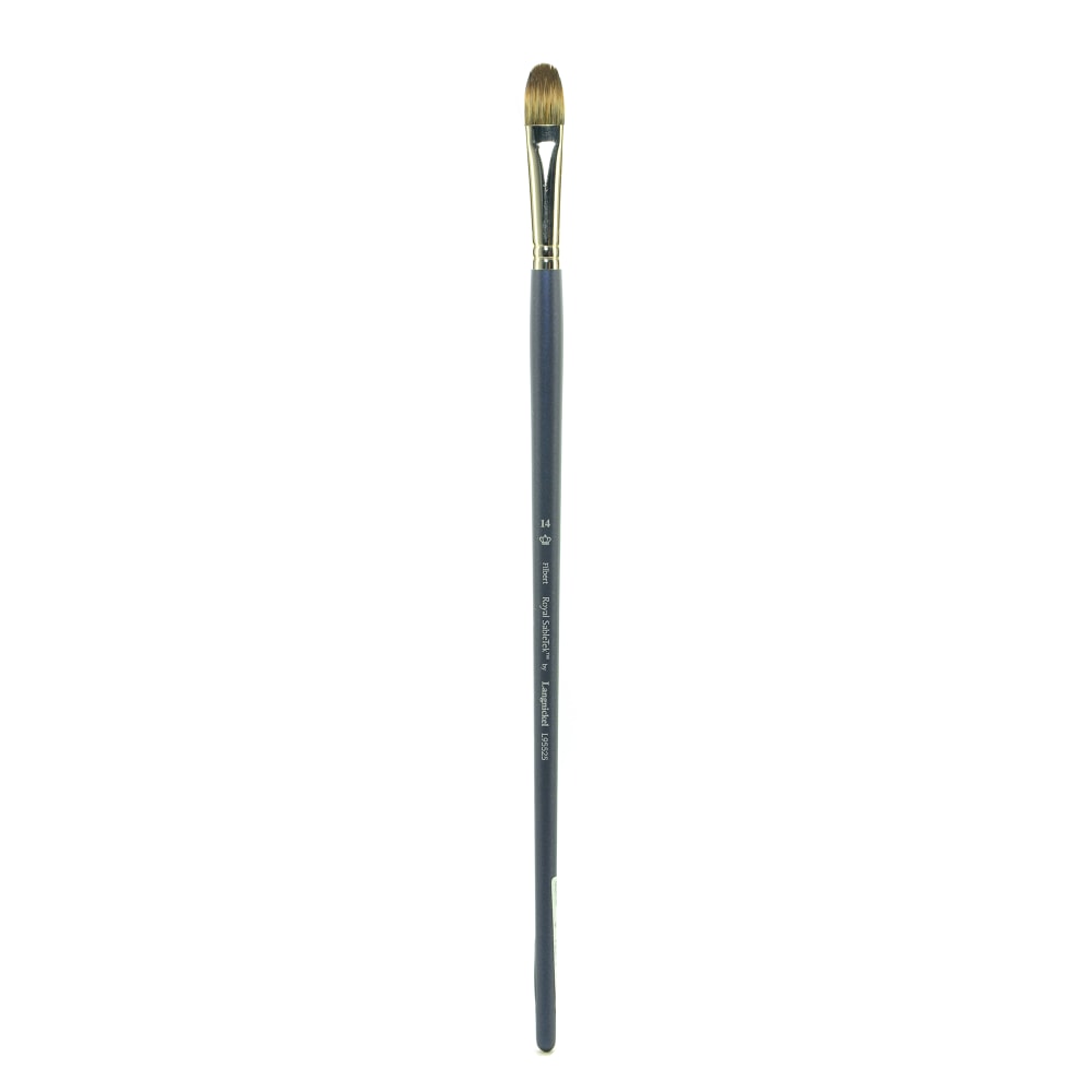 Royal & Langnickel Sabletek Long-Handle Paint Brush L95525, Size 14, Filbert Bristle, Sable Hair, Blue