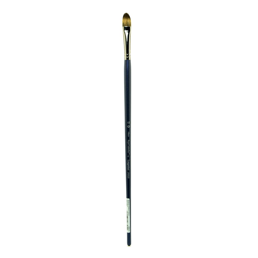 Royal & Langnickel Sabletek Long-Handle Paint Brush L95525, Size 12, Filbert Bristle, Sable Hair, Blue