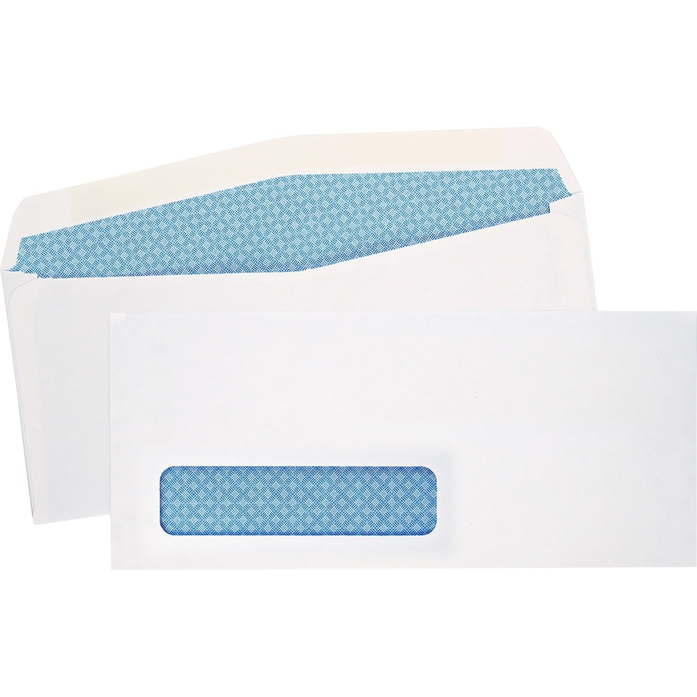 Quality Park #10 Security Single Window Envelopes, Bottom Left, Gummed Seal, White, Box Of 500