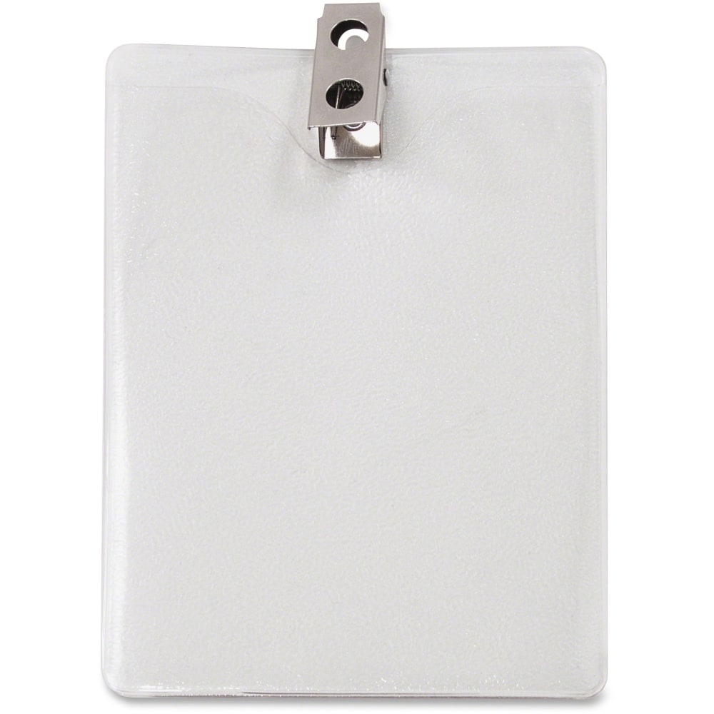 Advantus Vertical Badge Holder with Clip - 3in x 4in - Vinyl - 50 / Pack - Clear
